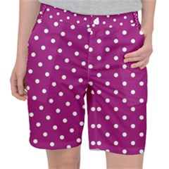 Polka-dots-purple White Pocket Shorts by nateshop