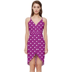 Polka-dots-purple White Wrap Frill Dress by nateshop