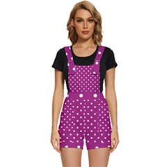 Polka-dots-purple White Short Overalls