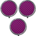 Polka-dots-purple White Mini Round Pill Box (Pack of 3) View1