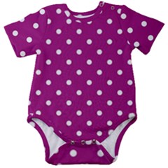 Polka-dots-purple White Baby Short Sleeve Onesie Bodysuit by nateshop