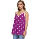 Polka-dots-purple White Casual Spaghetti Strap Chiffon Top View2