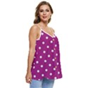 Polka-dots-purple White Casual Spaghetti Strap Chiffon Top View3