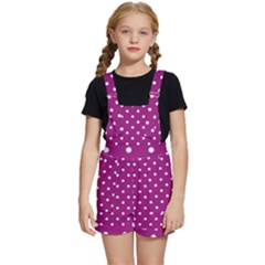 Polka-dots-purple White Kids  Short Overalls