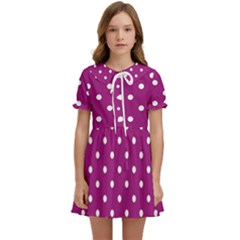 Polka-dots-purple White Kids  Sweet Collar Dress