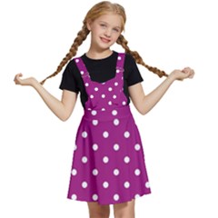 Polka-dots-purple White Kids  Apron Dress