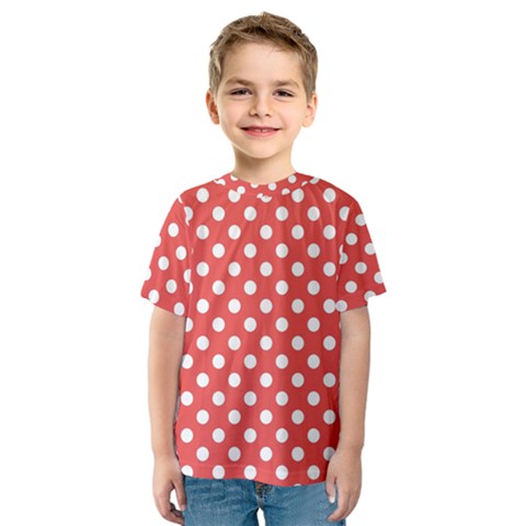 Polka-dots-red White,polkadot Kids  Sport Mesh Tee by nateshop