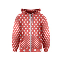 Polka-dots-red White,polkadot Kids  Zipper Hoodie by nateshop