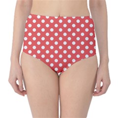 Polka-dots-red White,polkadot Classic High-waist Bikini Bottoms by nateshop