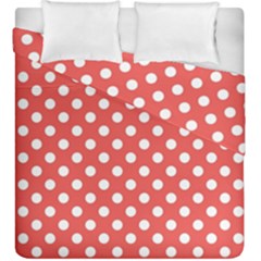 Polka-dots-red White,polkadot Duvet Cover Double Side (king Size) by nateshop