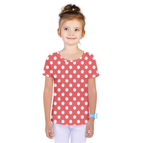 Polka-dots-red White,polkadot Kids  One Piece Tee by nateshop