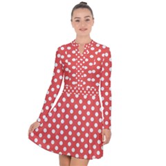 Polka-dots-red White,polkadot Long Sleeve Panel Dress