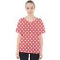 Polka-dots-red White,polkadot V-Neck Dolman Drape Top View1