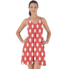 Polka-dots-red White,polkadot Show Some Back Chiffon Dress by nateshop