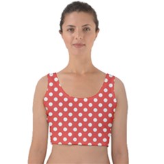 Polka-dots-red White,polkadot Velvet Crop Top by nateshop