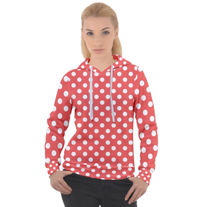 Polka-dots-red White,polkadot Women s Overhead Hoodie