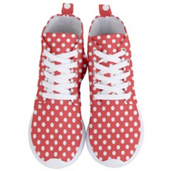 Polka-dots-red White,polkadot Women s Lightweight High Top Sneakers by nateshop