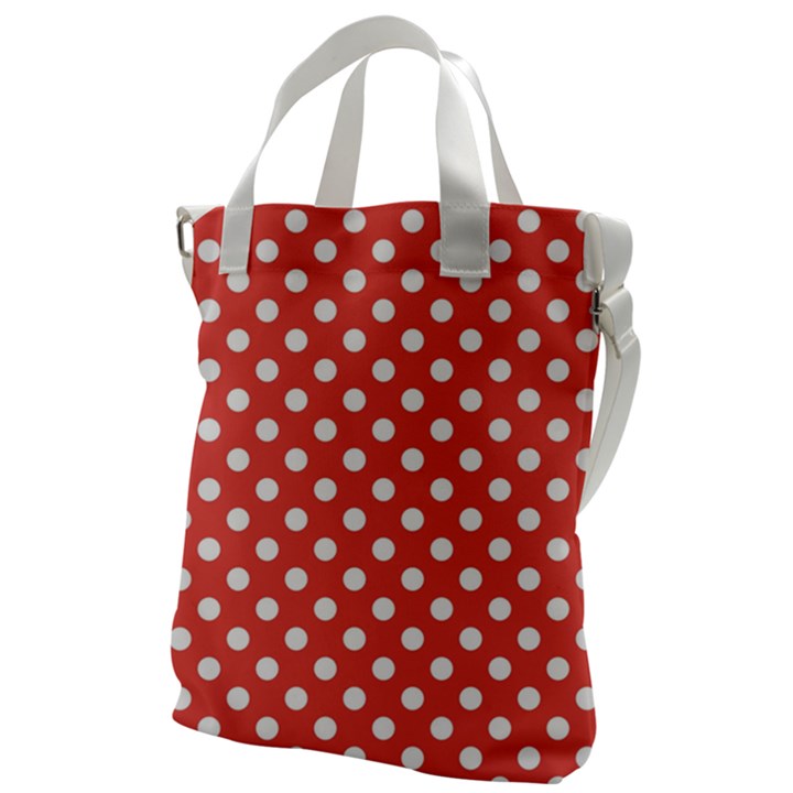 Polka-dots-red White,polkadot Canvas Messenger Bag