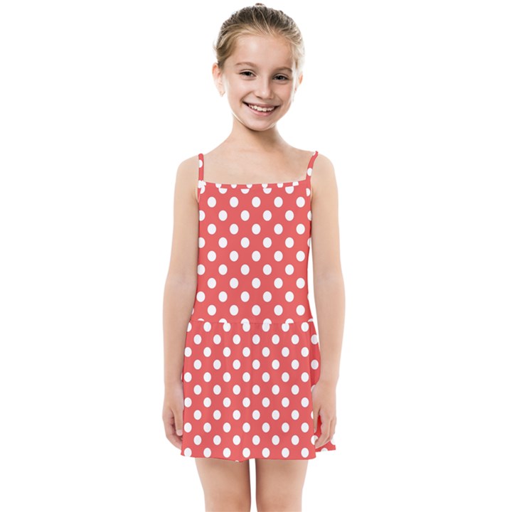 Polka-dots-red White,polkadot Kids  Summer Sun Dress