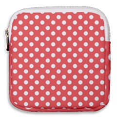 Polka-dots-red White,polkadot Mini Square Pouch by nateshop