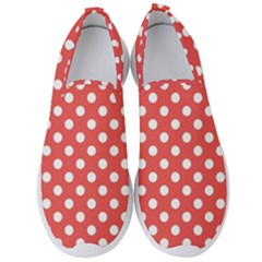 Polka-dots-red White,polkadot Men s Slip On Sneakers by nateshop