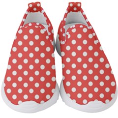 Polka-dots-red White,polkadot Kids  Slip On Sneakers by nateshop