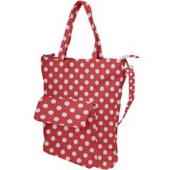 Polka-dots-red White,polkadot Shoulder Tote Bag by nateshop