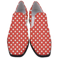 Polka-dots-red White,polkadot Women Slip On Heel Loafers by nateshop