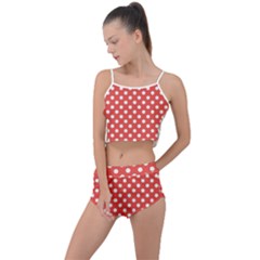 Polka-dots-red White,polkadot Summer Cropped Co-ord Set by nateshop