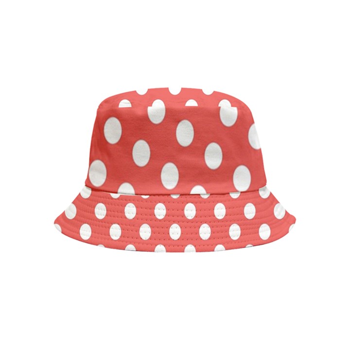 Polka-dots-red White,polkadot Bucket Hat (Kids)