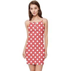 Polka-dots-red White,polkadot Summer Tie Front Dress by nateshop