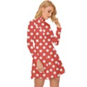 Polka-dots-red White,polkadot Long Sleeve Velour Longline Dress View3