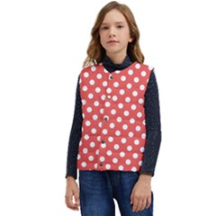 Polka-dots-red White,polkadot Kid s Short Button Up Puffer Vest	