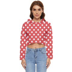 Polka-dots-red White,polkadot Women s Lightweight Cropped Hoodie by nateshop