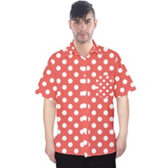 Polka-dots-red White,polkadot Men s Hawaii Shirt