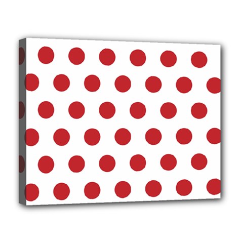 Polka-dots-white Red Canvas 14  X 11  (stretched) by nateshop