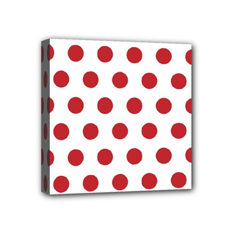 Polka-dots-white Red Mini Canvas 4  X 4  (stretched) by nateshop