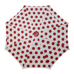 Polka-dots-white Red Golf Umbrellas by nateshop