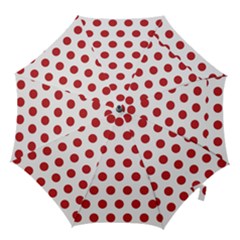 Polka-dots-white Red Hook Handle Umbrellas (medium) by nateshop