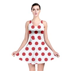 Polka-dots-white Red Reversible Skater Dress by nateshop