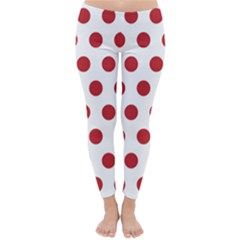 Polka-dots-white Red Classic Winter Leggings by nateshop