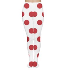 Polka-dots-white Red Tights by nateshop