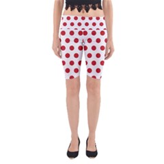 Polka-dots-white Red Yoga Cropped Leggings by nateshop