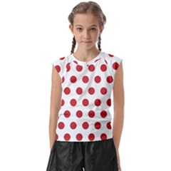 Polka-dots-white Red Kids  Raglan Cap Sleeve Tee by nateshop