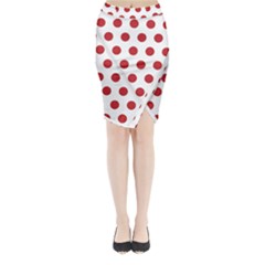 Polka-dots-white Red Midi Wrap Pencil Skirt by nateshop