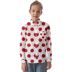 Polka-dots-white Red Kids  Long Sleeve Shirt by nateshop