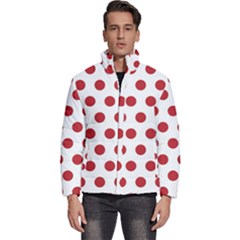 Polka-dots-white Red Men s Puffer Bubble Jacket Coat