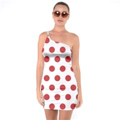 Polka-dots-white Red One Soulder Bodycon Dress by nateshop