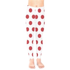 Polka-dots-white Red Kids  Leggings by nateshop