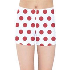 Polka-dots-white Red Kids  Sports Shorts by nateshop